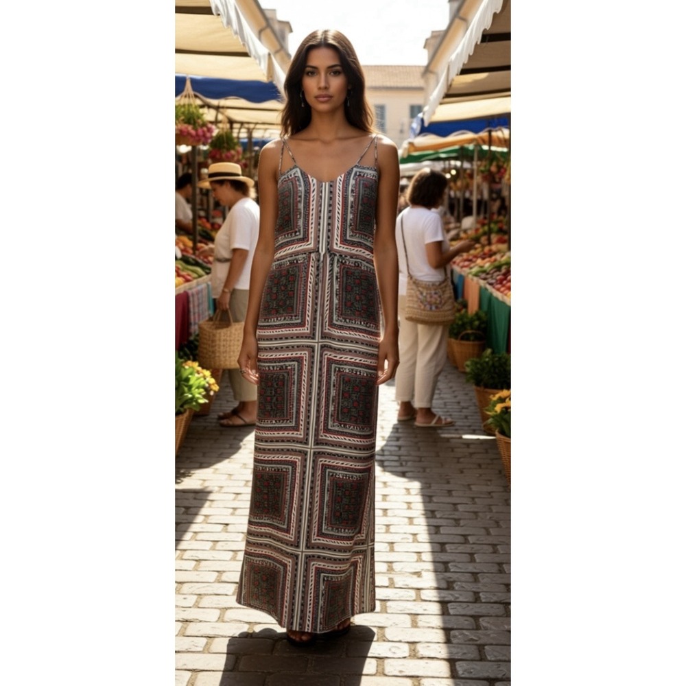 PARKER Printed Silk Maxi Dress Size‎ L